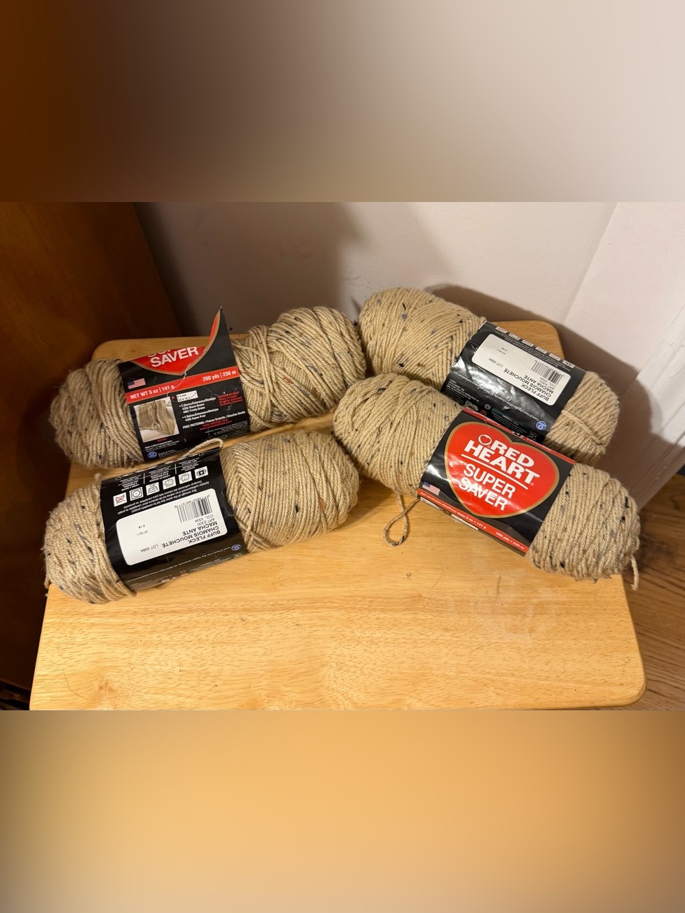 Red Heart Super Saver Yarn - Buff Fleck (4 Pack)